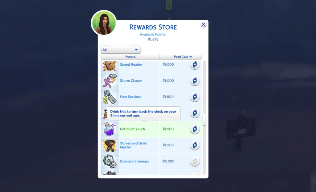 Sims 4 reward store
