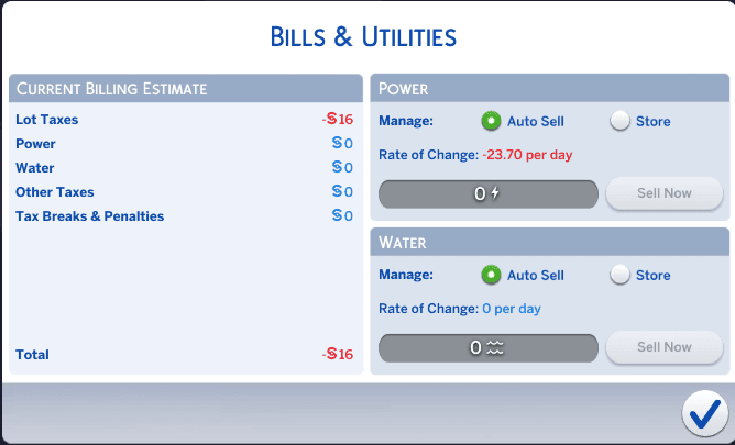 sims 4 bills and utilities